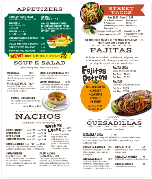 Picante Taco ToGo Menu page 3